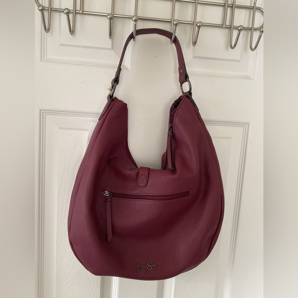 Jessica Simpson Burgundy Hobo Handbag Studded Tassel New With Tags - Picture 4 of 9